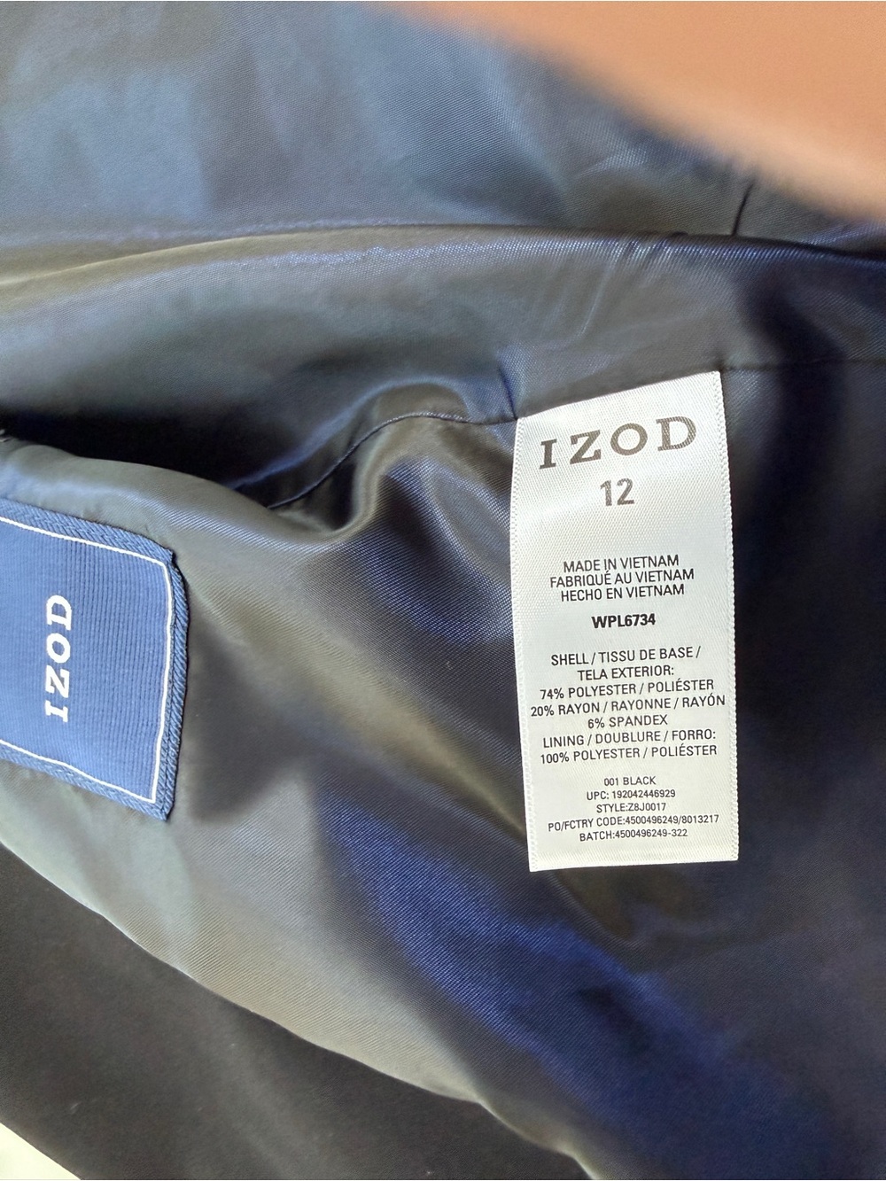 IZOD Boys Performance Suit Jacket - Black Bi-Stretch Blazer - Size 12 - Picture 4 of 16